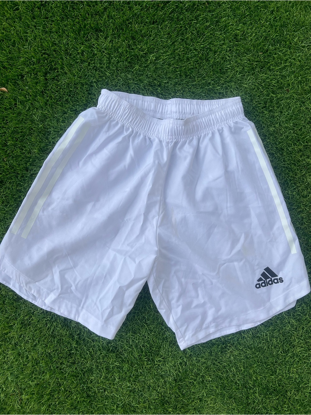 adidas White Athletic Training Shorts with Logo